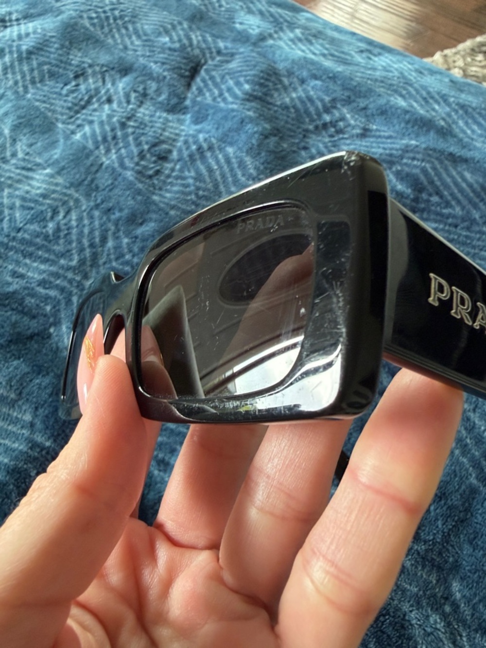 Prada Black Rectangular Sunglasses - Picture 9 of 10